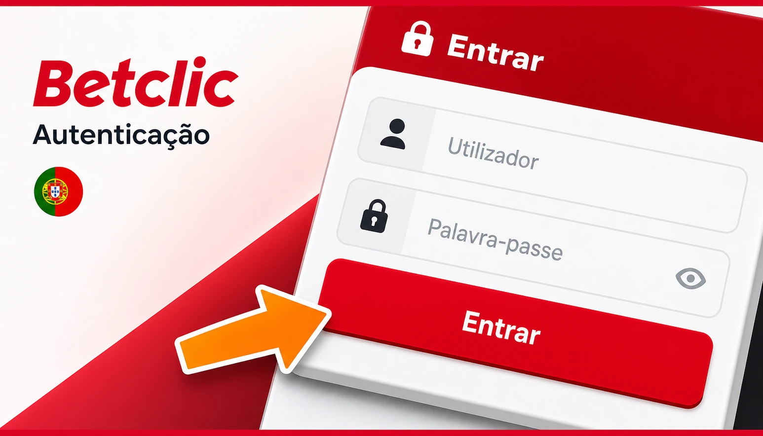 Ecrã de autenticação da Betclic com campos de utilizador e palavra-passe